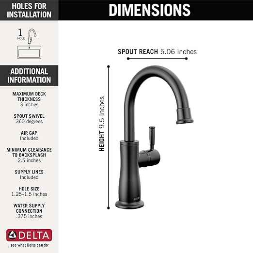 Delta Faucet Clarifi Under Sink Reverse Osmosis Water Filter System with Matte Black Traditional Beverage Dispenser Faucet