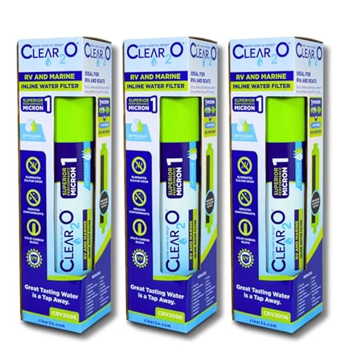 CLEAR2O RV & Marine Inline Water Filter (CRV2006-3) – 1 Micron Solid Carbon Block – Premium Drinking Water Filtration for RVs, Boats, Campers – Reduces Chlorine, Lead, Taste & Odor