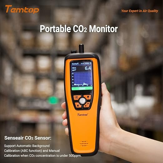 Temtop Air Quality Monitor CO2 Meter Professional CO2 PM2.5 PM10 Formaldehyde Temperature and Humidity Monitor w/Audio Alarm Data Export (M2000 2nd)