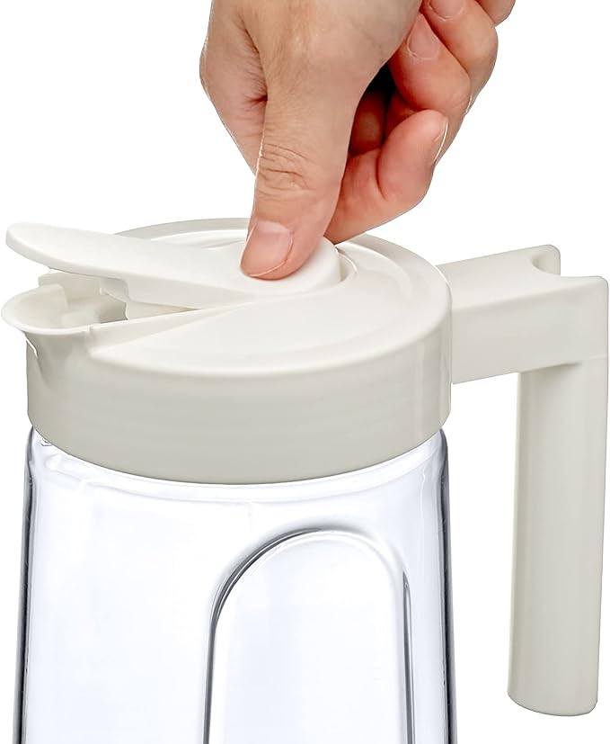 Amazing Abby - Slim - 2-Pack Tritan Pitcher (64 oz), Unbreakable Plastic Water Pitcher with Lid, BPA-Free, Heat-Resistant, Dishwasher-Safe, Great for Both Iced and Hot Drinks, Blue