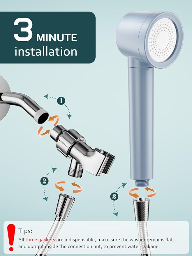 Ion Drops Filtered Shower Head with Handheld, High Pressure Shower Heads with 3 Spray, Showerhead with Filters Hand held for Hard Water, Remove Chlorine, Reduces Dry Itchy Skin