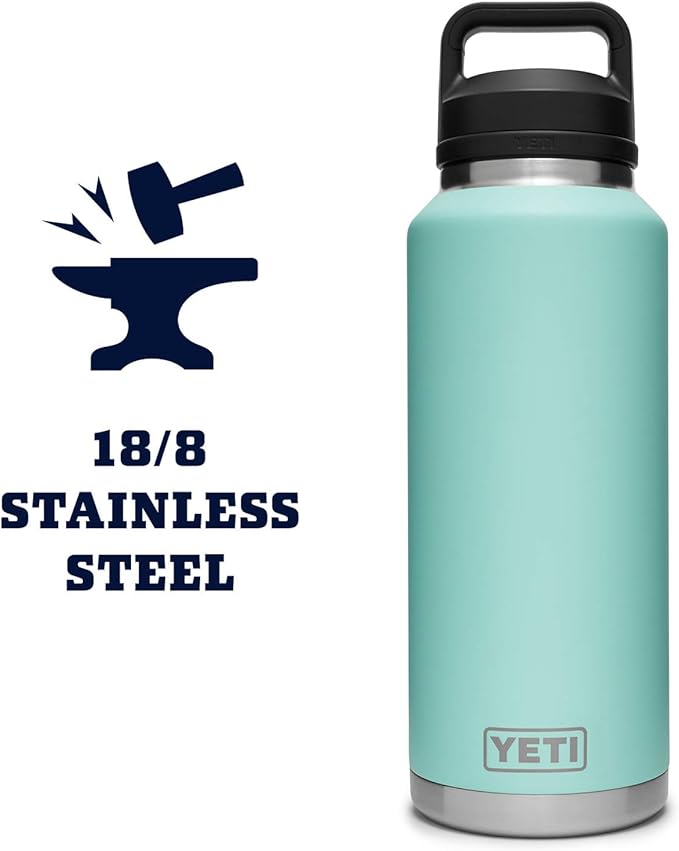 YETI Rambler 46 oz Bottle, Leakproof, Vacuum Insulated, Stainless Steel with Chug Cap, Seafoam