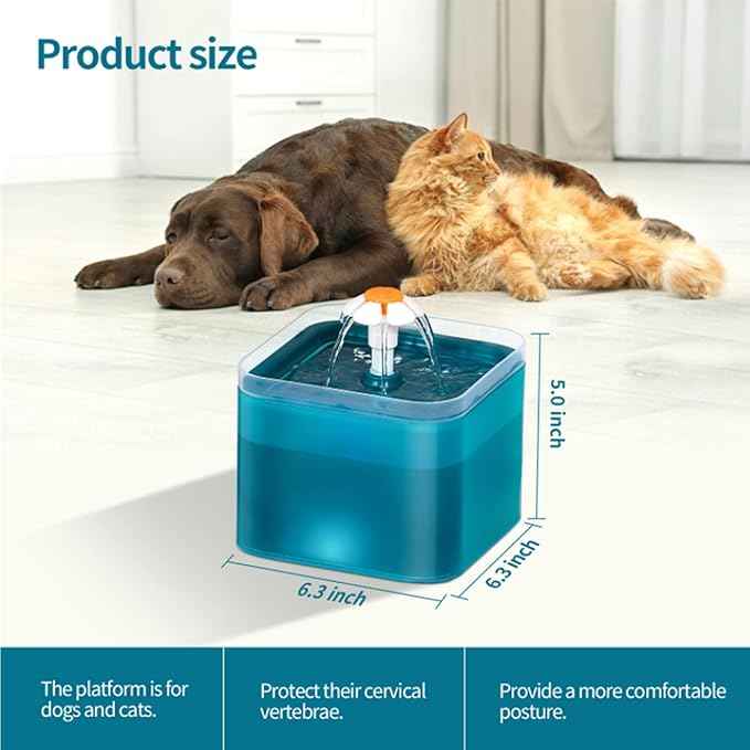 Cat Water Fountain Pet Water Fountain with LED Light, 67oz/2.0L Large Capacity, Cat Water Bowl 3 Flowers Designs & Super Silent