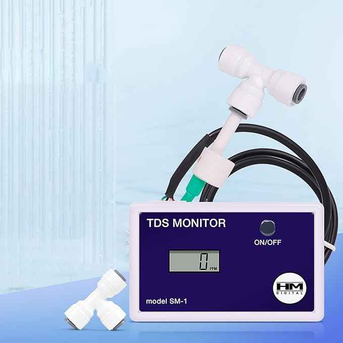 Digital SM-1 in-Line Triple TDS Monitor, 0-9990ppm Range, +/- 2% Readout Accuracy,for Aquarium