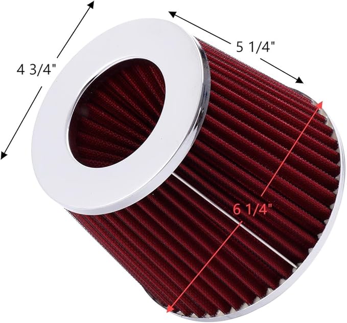 2.5"Universal Clamp-on Air Intake Filter - Washable, High-flow，Lower intake air temperature, Inlet Cold Air Cone Replacement