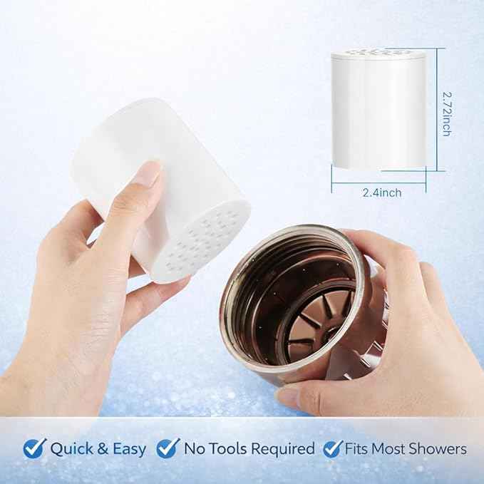 Boostar Shower Filter Replacement Cartridge – High Output 2-Pack, Compatible with SF100 & SF220 Shower Filters, Reduces Chlorine & Chemicals, Restores pH Balance, Improves Skin, Hair & Nails