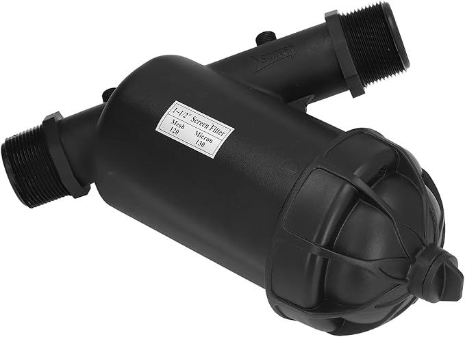 BORDSTRACT Irrigation Filter, G1 1/2 Male Thread Filtration Pump Filter 120 Mesh Drip Filter for Gardening Agriculture and Greenhouse Irrigation