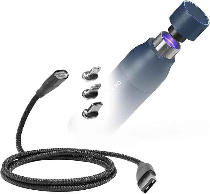 BoxWave Cable Compatible with LARQ Bottle PureVis 25 oz - MagnetoSnap PD AllCharge Cable (100W), Magnet Charging Braided USB Type-C Micro - Jet Black
