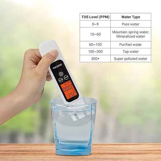 TDS Meter Digital Water Tester, INKBIRD Professional Electronic 3-in-1 TDS, Temperature and EC Meter, 0-4995ppm, Ideal ppm Meter for Drinking Water, Aquariums, and More Lab Viscometers(White)