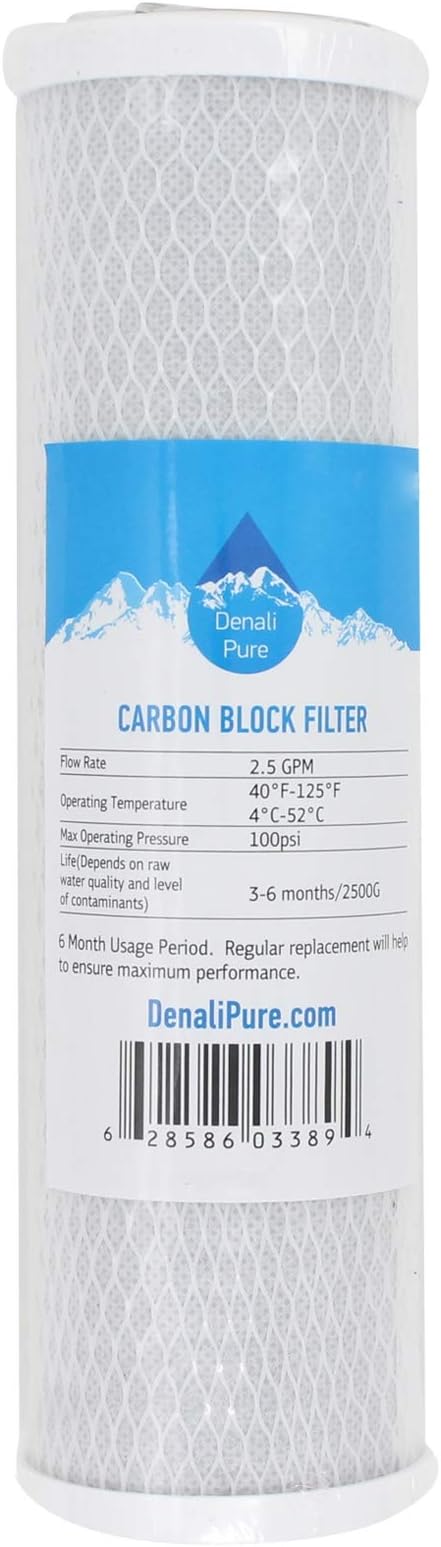 10-Pack Replacement for DuPont WFPFC9001 Activated Carbon Block Filter - Universal 10 inch Filter Compatible with DuPont WFPFC9001 Universal Carbon Block Whole House System - Denali Pure Brand