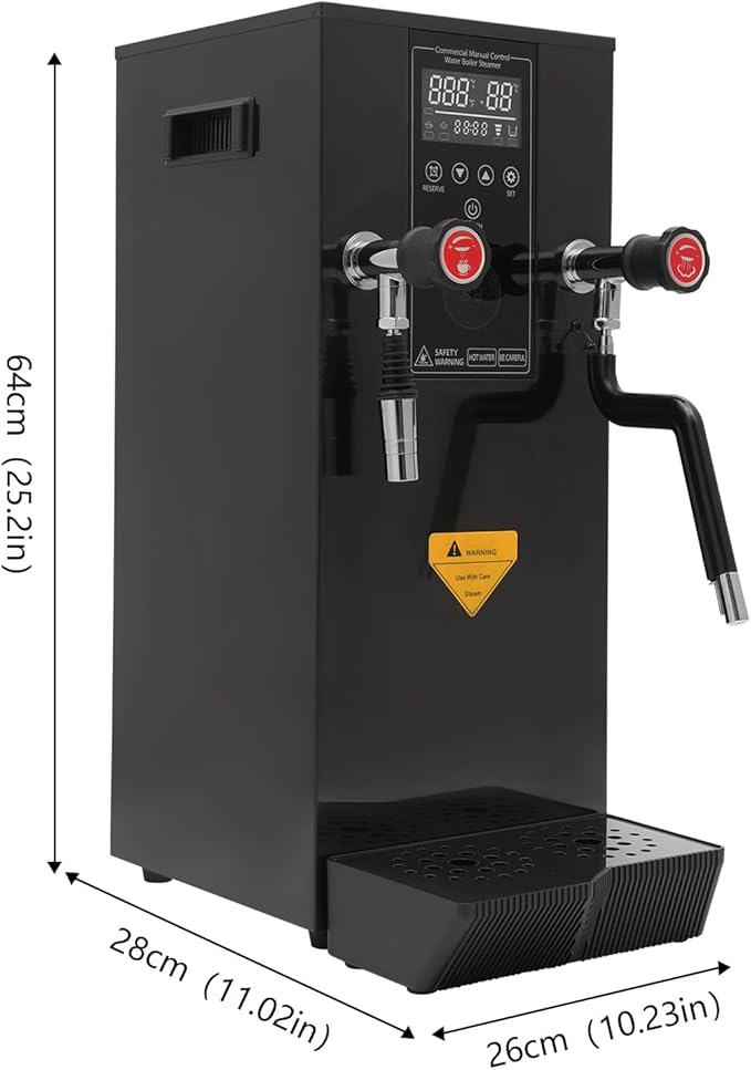 Hot Water Dispenser 3.2Gal Commercial Water Boiler with Cup Temperature Probe & Removable Drip Tray Timing1-12H Countertop Water Filter for Milk Tea Shops, Cold Drink Shops, Bars (Black)