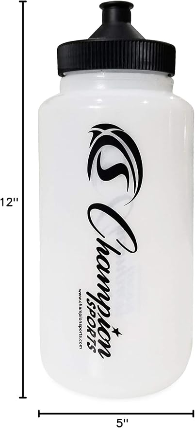 Champion Sports Plastic Water Bottle Set, Quart, Black