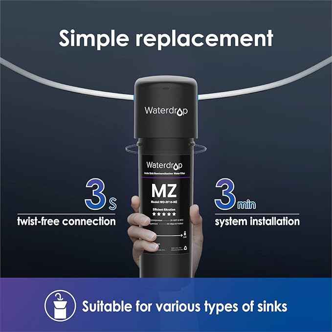 Waterdrop RF10-MZ Replacement Filter Cartridge For 10UB-MZ/10UA/10UB Under Sink Water Filter, 8K Gallons High Capacity