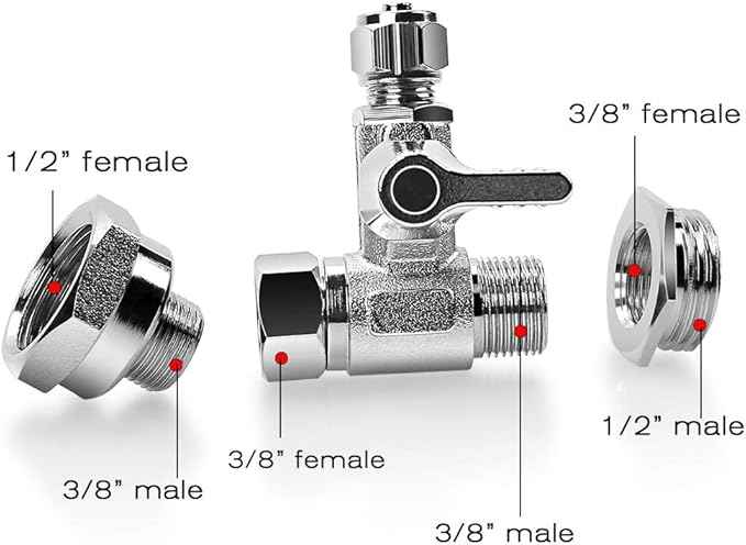 Frizzlife NPT Thread Pipe Fitting Converter - 1/2 to 3/8 inch Comp Water Supply Angle Stop Valve Adapter for Reverse Osmosis Water Filters, Brass(3/8" Male to 1/2" Female and 1/2" Male to 3/8" Female)