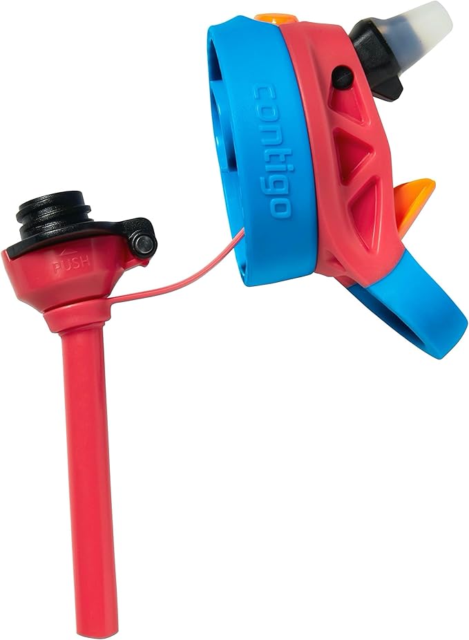 Contigo Aubrey Kids Water Bottle, 2-Pack, 14oz, Watermelon & Dinos, Spill-Proof Lid, Dishwasher Safe, BPA Free, Red and Blue | Kids, Cleanable, with Silicone Straw, Spill-Proof Lid, 2-Pack, Dishwasher-Safe