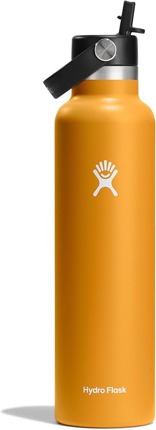 Hydro Flask Water Bottle - Insulated Stainless Steel - Straw Lid, Non Spill, Leakproof 24 Oz Fossil Brown