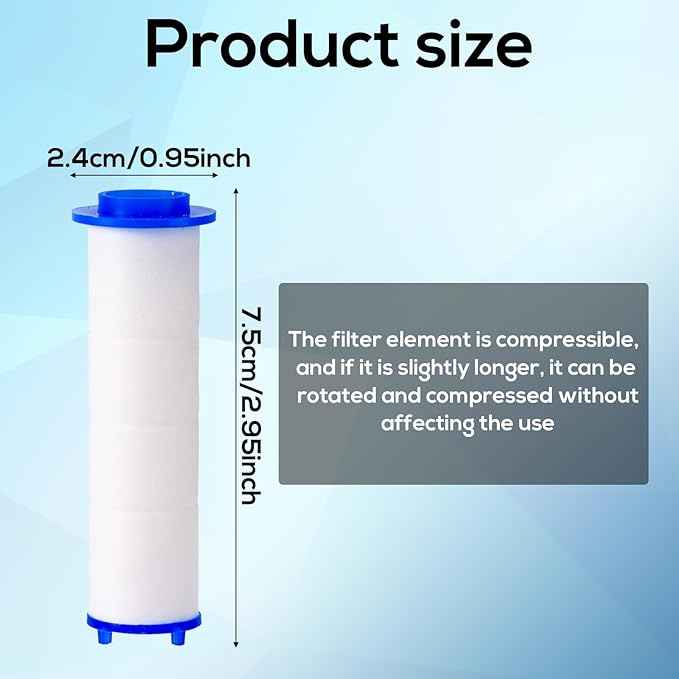 10pcs Showerhead Filters, 2.95x0.95 Inch PP Cotton Shower Head Filter Replacement Cartridge Filtering Tool