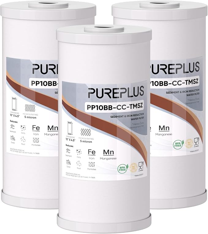 PUREPLUS 5 Micron 10" x 4.5" Whole House PP Sediment Resin Composite Water Softener Filter Cartridge for GE FXHTC,GXWH40L,GXWH35F,GNWH38S,Culligan RFC-BBSA,WRC25HD,Pentek RFC-BB,3Pack