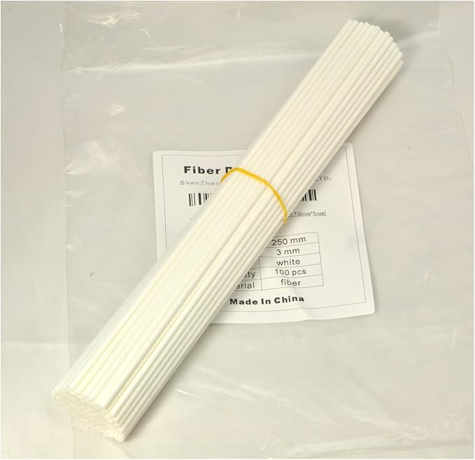 100 Pieces Fiber Reed Diffuser Replacement Refill Sticks (10" x 3mm, White) - AquaVibe