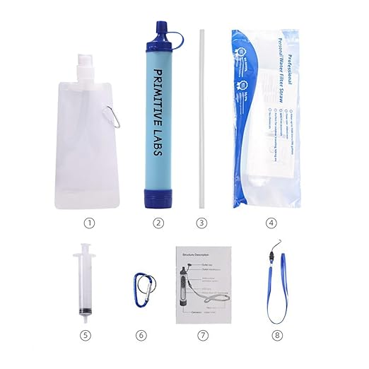 Water Filter, Survival Filtration Portable Gear, Emergency Preparedness, Supply for Drinking Hiking Camping Team Family Outing (2PCS)