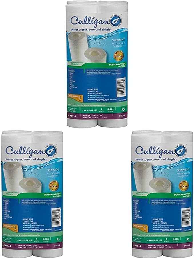 Culligan P5-4PK Standard P5 Whole House Premium Water Filter, 8,000 Gallons, Value 12-Pack, White, (Pack of 4), 4 Count