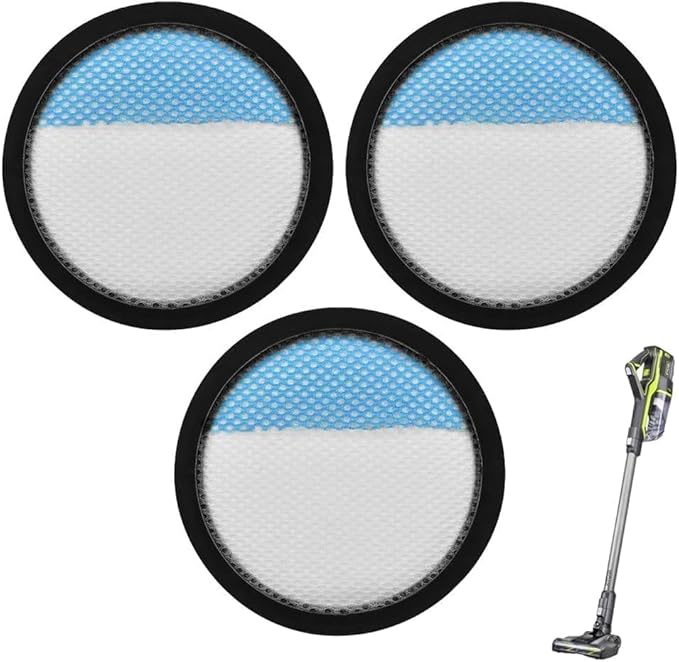 3 Pcs Washable Filter for Ryobi 18V 1 + Cordless Stick Vacuum PCL720, PBLSV716, PBLSV717 Replacement Parts, Compare to Part A32SV720N - AquaVibe