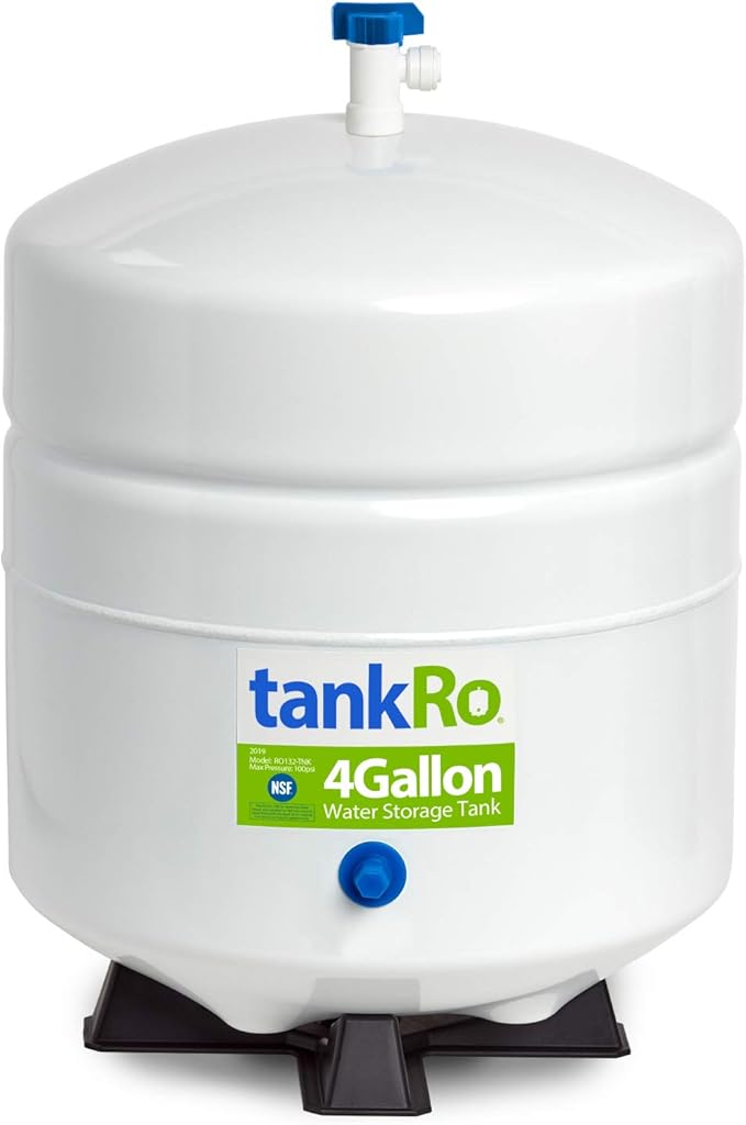 tankRo RO132-TNK RO Water Filtration System Expansion Tank 4 Gallon Capacity – NSF Certified – Compact Reverse Osmosis Water Storage Pressure Tank 1/4" Tank Ball Valve
