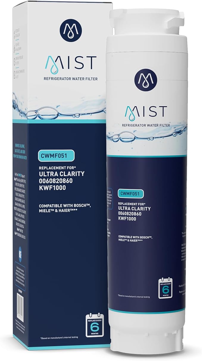 Mist Ultra Clarity Water Filter Replacement for Bosch, Refrigerator Water Filter compatible with 644845, 9000077104, 9000194412, Haier 0060820860, 0060218744, Miele KWF1000 (1 pack)