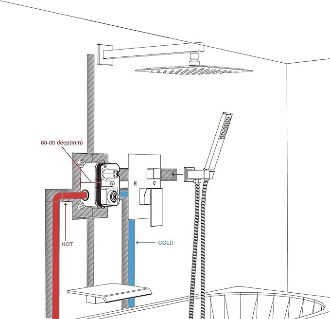 EMBATHER Shower System with Tub Spout, 10 Inches Tub Shower Faucet Set For Bathroom, High Pressure Rain Shower with Handheld Spray, Chrome (Contain Shower Valve and Trim kit)