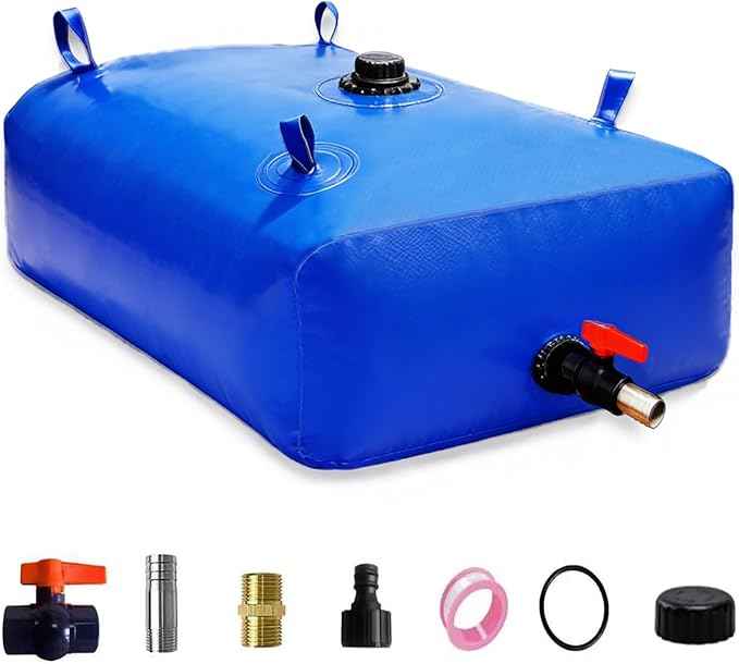 2000 L/528 Gal Water Bladder Tank, Foldable Portable Water Storage Container, Emergency Water Bag for RV, Truck Bed, Fire Prevention, Drought Resistance, Blue