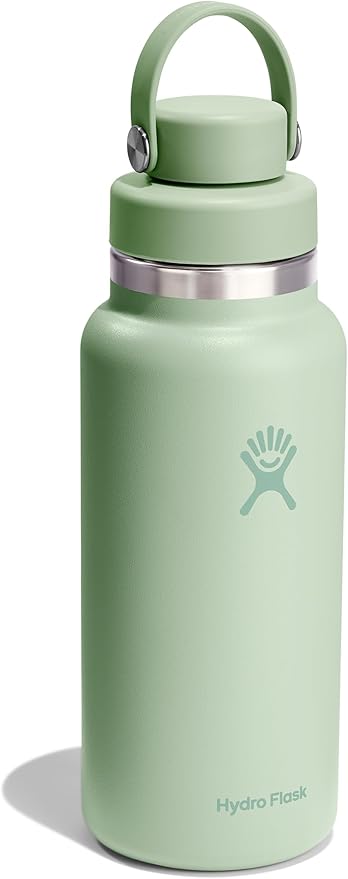 Hydro Flask Water Bottle - Insulated Stainless Steel - Wide Mouth Chug Lid, Non Spill, Leakproof in 32 Oz Aloe Green