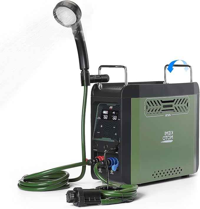 KEMIMOTO Portable Water Heater Thermostatic, Propane Water Heater with Pump, Max 100 Mins 3s Instant Hot 20,000 BTU, 4000mAh Rechargeable Battery, Suits for Outdoor Camping Cleaning