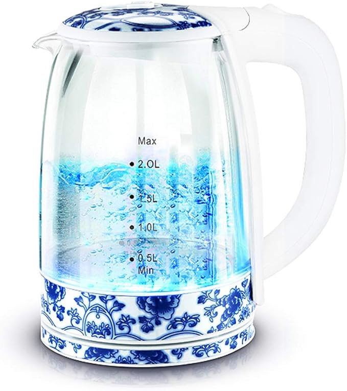 Kettles,2L Glass Electric Kettle,Eco Water Kettle, Cordless Water Boiler with Stainless Steel Inner Lid Base,Fast Boil Auto-Off Boil-Dry Protection,1850W