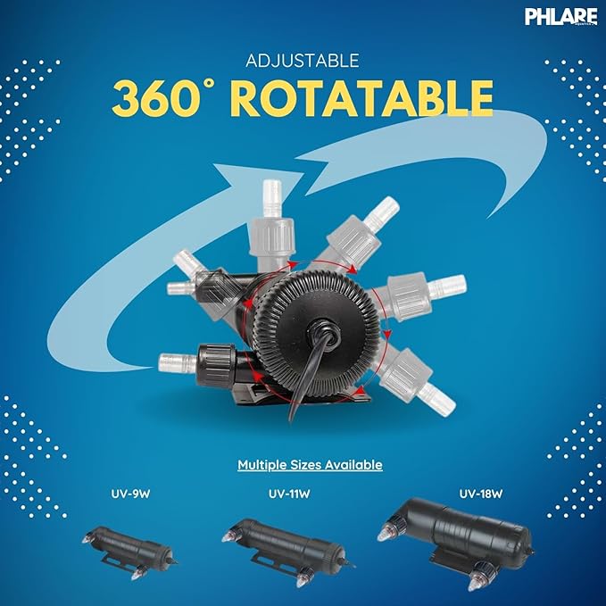 UV Aquarium Filter - External U-V Light for Fresh & Saltwater Tanks and Ponds - 9 Watts