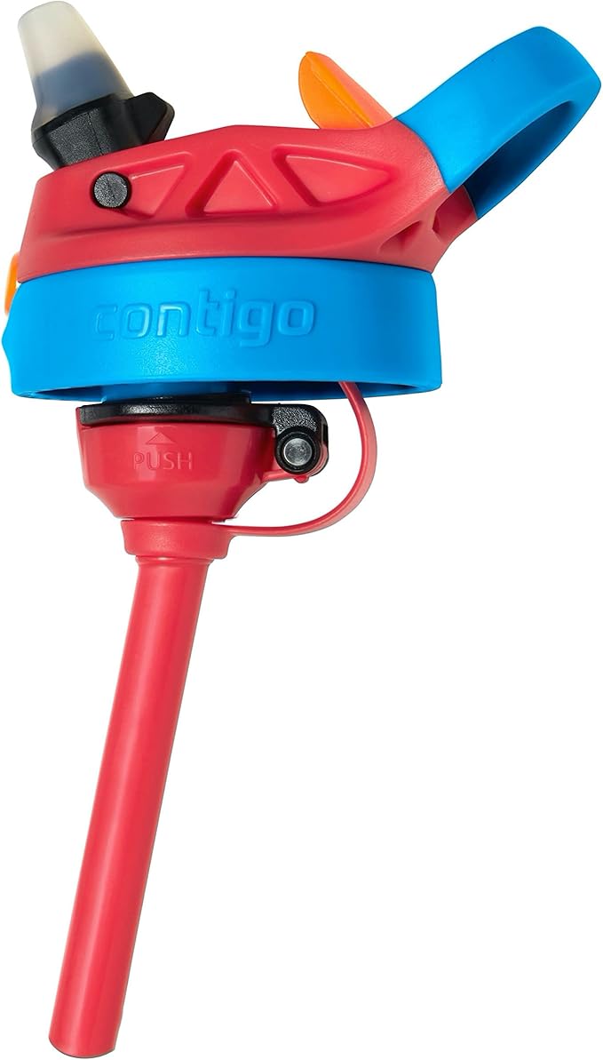 Contigo Aubrey Kids Water Bottle, 2-Pack, 14oz, Watermelon & Dinos, Spill-Proof Lid, Dishwasher Safe, BPA Free, Red and Blue | Kids, Cleanable, with Silicone Straw, Spill-Proof Lid, 2-Pack, Dishwasher-Safe