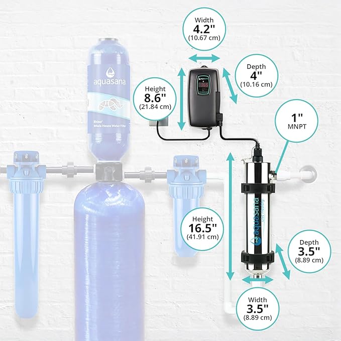 Aquasana Whole House Water UV Filter System UV PurifierSterilizes 99.99% of Bacteria & Viruses and 99% of CystsLasts 12 MonthsAQ-UV-10C