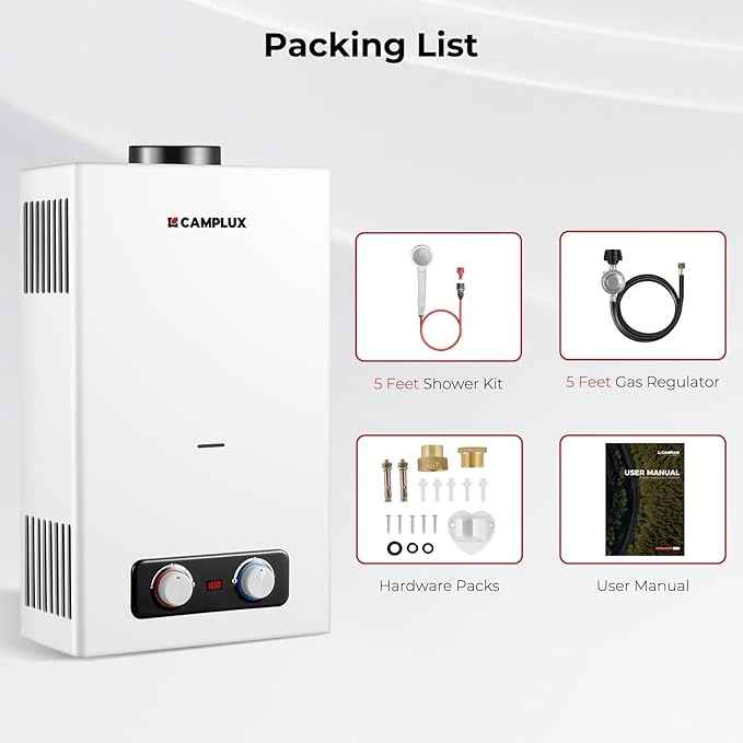 CAMPLUX 2.64 GPM Tankless Propane Water Heater, Portable Water Heater Outdoor with Overheating Protection, for Camping, Cabins, Barns, Easy Installation, 68,000 BTU, BD264
