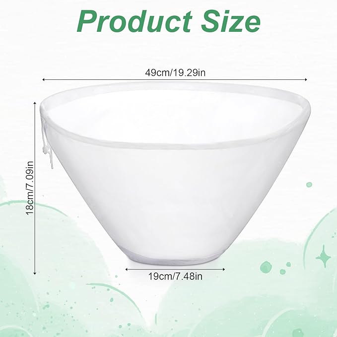 Bowl-Shaped Nylon Nut Milk Bags, 6PCS Bowl Shaped Fine Mesh Strainer Reusable Drawstring Cheese Cloth Filter Bags White for Almond Milk Greek Yogurt Juicing Coffee