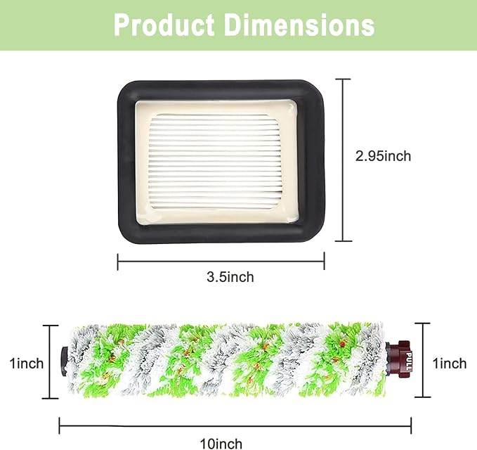 8 Pack Replacement Parts for Bissell CrossWave Pet Pro 2306A & CrossWave 1785 Series 3888A Vacuum Cleaner, 4 Pack 2460 Brush Rolls, 4 Pack 1866 Filters, Compare to Part 1613568&161-3568, 1608684 - AquaVibe