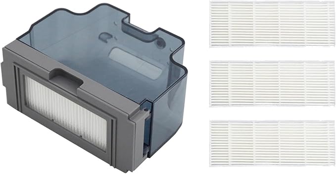 Usoway Robot Vacuum Replacements Parts Fit For Lefant M210/M213/M210b, For Okp K2 K2p K3 K4 K5 L1 K2p Robot Vacuum Cleaner, Vacuum Dust Pan, Side Sweep Edge Brush HEPA Filter (Dustbin& Filter-4pc) - AquaVibe
