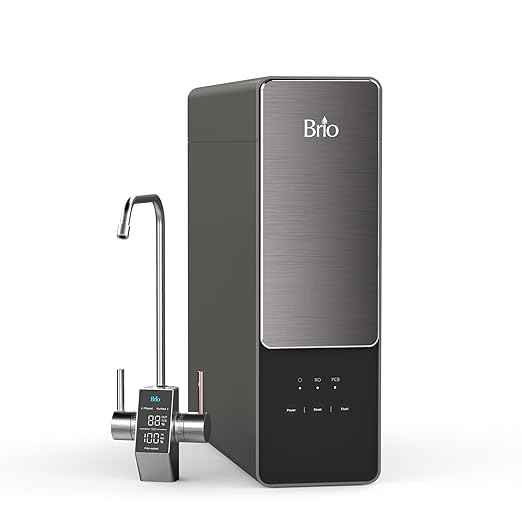 Brio AQUUS TROE800COL Reverse Osmosis Water Filtration System, 4-Stage Tankless RO Water Filter System for Under Sink, 800 GPD, 2:1 Pure to Drain, Reduces TDS, Smart Faucet, USA Support, Black/Silver
