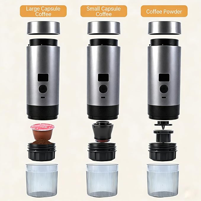 Wireless Mini Espresso Machine; Portable Coffee Maker for Travel/Camping/Office; 3-in-1 Single Serve Coffee Maker; Compatible with Capsules&Ground Coffee; Gifts for Espresso Lovers (Purple)