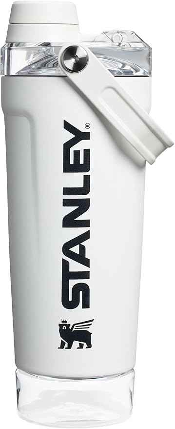 STANLEY Vitalize Shaker Bottle 20 oz | Leakproof Insulated Stainless Steel Shaker Cup | Base Storage and Twist On Fast Flow Lid | Protein Shakes and Pre Workout Powder | BPA-Free | Chalk