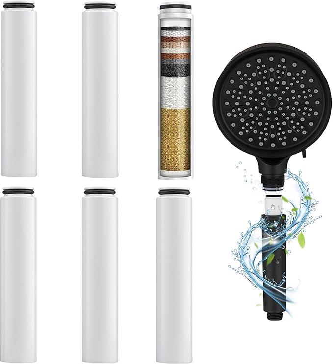 Shower Filter Cartridges Compatible with Cobbe, Water Softener Filters Beads, Eliminates Chlorine & Prevents Dry, Itchy Skin (6 count)