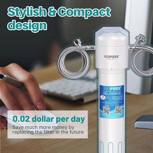 ICEPURE Under Sink Drinking Water Filter System with Replacement, 5 Years or 40000 Gallons Ultra High Capacity NSF/ANSI 42 Certified, 0.5 Micron Removes 99.99% Chlorine, Heavy Metals