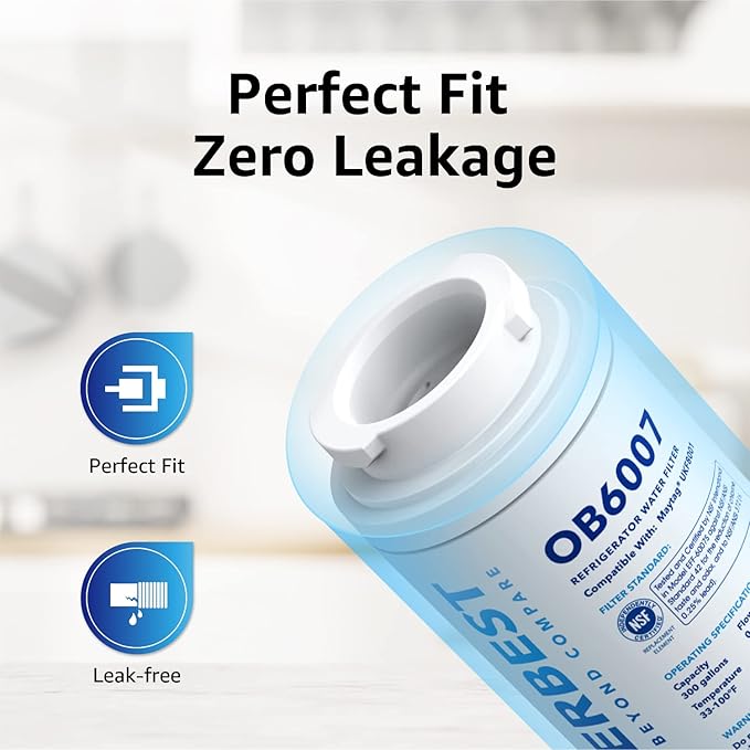 Overbest UKF8001 Replacement for EveryDrop by Whirlpool Refrigerator Water Filter 4, EDR4RXD1, Pack of 3 - AquaVibe
