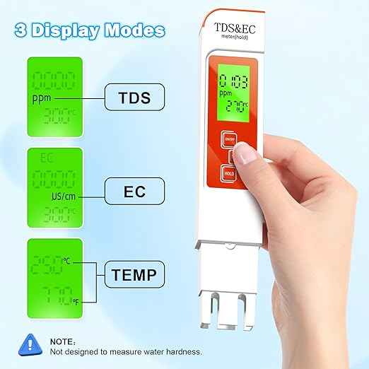TDS Water Tester,New 4 in 1 Tds Meter Digital Water Tester - TDS EC & Temperature(°C,°F) Meter,Accurate & Reliable Digital Testing Kits for Hydroponics, Aquarium, RO/DI System (Orange)