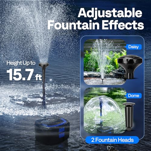 4-in-1 Pond Filter Fountain Kits, 1370 GPH Water Pump for Pond