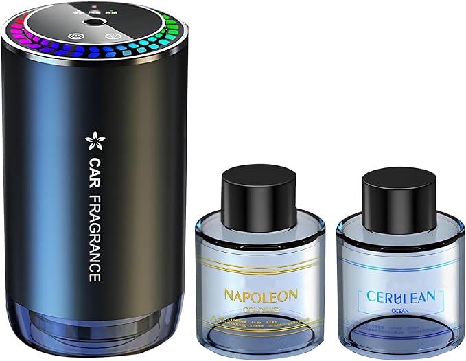 Smart Car Air Freshener Diffuser with Starry Sky Projection RGB Music Syncing Light 100ml Aroma Diffuser Auto On/Off 3 Adjustable Modes Perfect for Car Home and Office, Cologne and Ocean