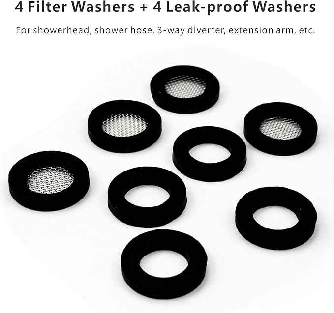 Voolan 4 Pack 3/4" Shower Head Filter Gasket + 4 Pack Rubber Washer, Creates A Seal to Prevent Leakage, for 1/2" Fixed Shower Head/Handheld Shower Hose